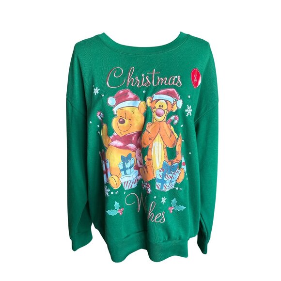 Winnie The Pooh Xmas Light-Up Green Sweatshirt Crewneck Holiday Tigger Pooh XXL - Picture 1 of 5